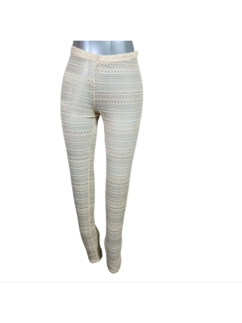 See you Monday sheer skinny lace streched legging color cream size medium